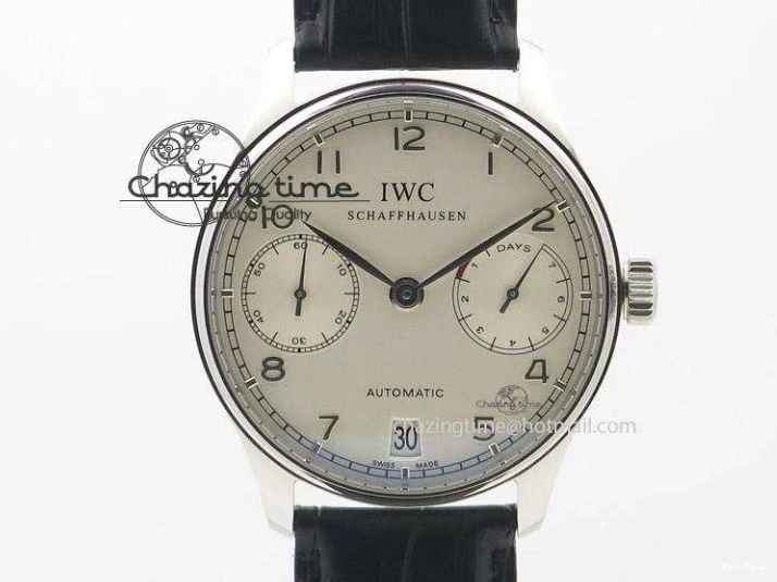 MIROTIME 0104 Unique Portuguese 40mm Chrono SS Map Dial on Black Leather Strap A 7393